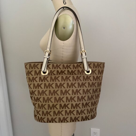 MICHAEL Michael Kors Brown Signature Jet Set Canvas Tote Shoulder Bag - Picture 3 of 10